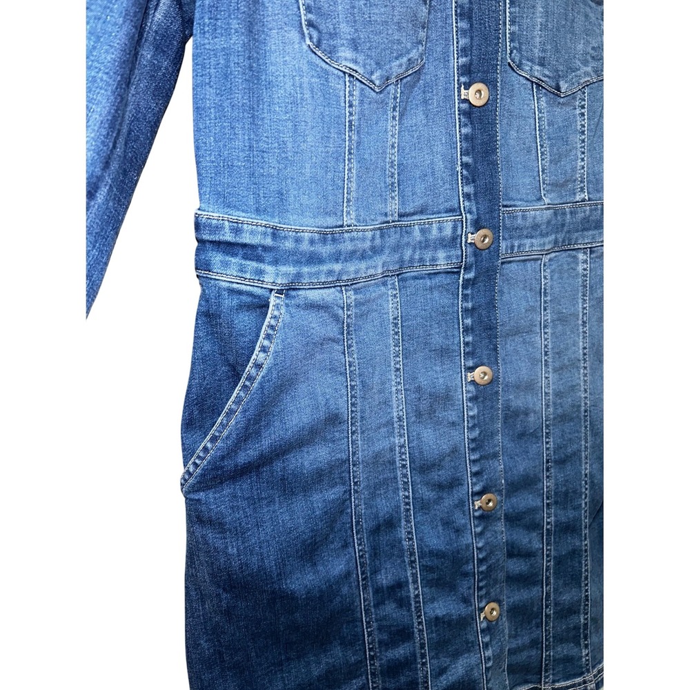 J.Jill Denim Duster Jean Dress Long Sleeve Medium Wash Blue Womens Small - Picture 7 of 8